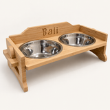 PUP: Ciotola per Cani Personalizzata con Nome – Ciotole Rialzate Regolabili in Bambù con 2 Ciotole in Acciaio Inox per Acqua e Cibo – Realizzata in Italia